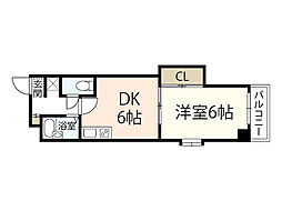 コーポ西縮景園 7階1DKの間取り