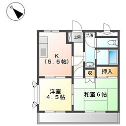 アスパラ館 2階2Kの間取り