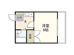 メゾンジュネス 2階1Kの間取り