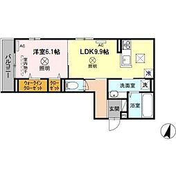 エクセレンス　フジ 1階1LDKの間取り