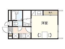 レオパレスＰｅａｃｅｆｕｌ 2階1Kの間取り