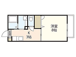 ディアスオオヤケ 1階1Kの間取り