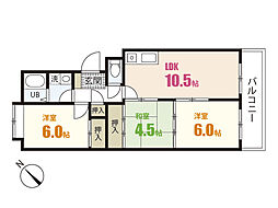 カルチャー岡 2階3LDKの間取り