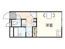 レオパレスアスティ　新田 1階1Kの間取り