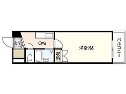 アーバンネクスト 4階1Kの間取り