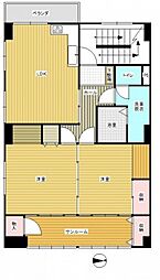 梶ビル 3階2LDKの間取り
