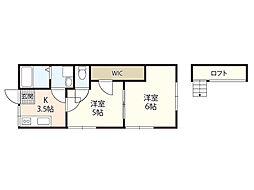 ポートガス・D・エース 1階2Kの間取り