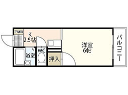 リバーシティ五日市 3階1Kの間取り