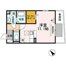 ローズ 1階ワンルームの間取り