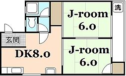 第一石丸ビル 3階2DKの間取り
