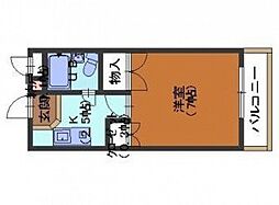 住岡荘 2階1Kの間取り