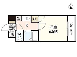 アストラルヤマナカ 10階1Kの間取り