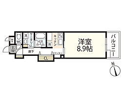 Grace Hills 9階1Kの間取り