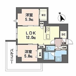 ラヴェール横川 5階2LDKの間取り