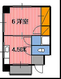 ハイツ古田 3階1Kの間取り