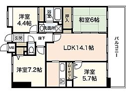 ナタリーマリナタウンウエストデッキＣ棟(914) 9階4LDKの間取り