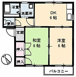 コーポアルジヤ 2階2DKの間取り