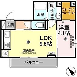 サクラーレ 3階1LDKの間取り