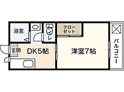 琴荘 1DKの間取図画像