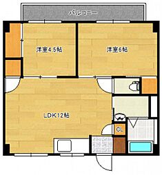 原田マンション 2LDKの間取図画像