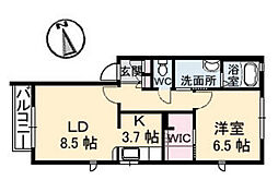 ハイライフ翠町 1LDKの間取図画像