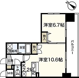 サムティレジデンス平和大通り 1LDKの間取図画像