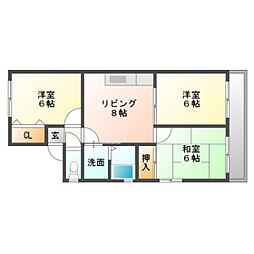 セジュール川内 3LDKの間取図画像