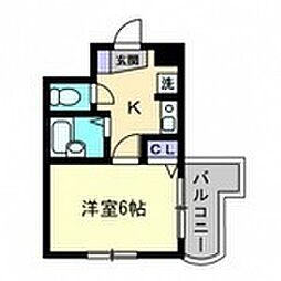 miraizu皆実 1Kの間取図画像