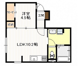 大竹市南栄3丁目アパート 1LDKの間取図画像