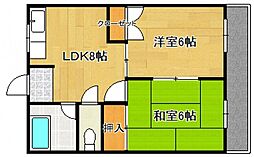 三滝リバーハイツ 2LDKの間取図画像