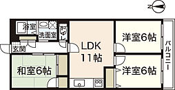 ハイムN-3 3LDKの間取図画像