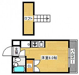 パラドール三筋 ワンルームの間取図画像