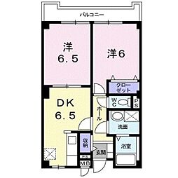 フレグランス焼山 2DKの間取図画像