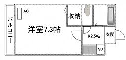 サンヒルズ古市 1Kの間取図画像