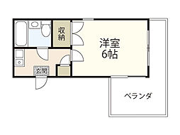 リーブ羽衣 1Kの間取図画像
