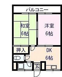グリーンハイツヤハタ 2DKの間取図画像