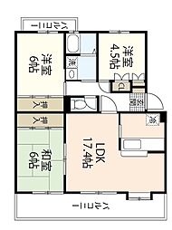 ウイングマンション 3LDKの間取図画像