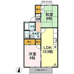セジュール田中 2LDKの間取図画像