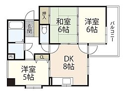 カザルスコート 3DKの間取図画像
