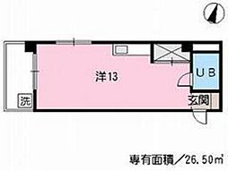 サンライズ西霞 ワンルームの間取図画像