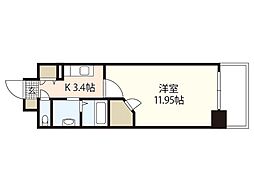 ロアール松川町 1Kの間取図画像