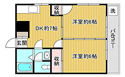 第1上田尾ビル 2DKの間取図画像