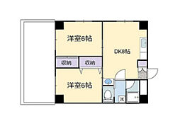 ニュウハイム草津東 2DKの間取図画像