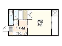 パークヒルズA 1Kの間取図画像