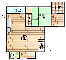 岡平アパート 1LDKの間取図画像
