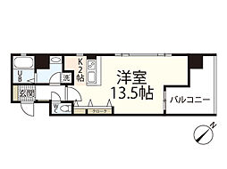 グラビスコート十日市 ワンルームの間取図画像