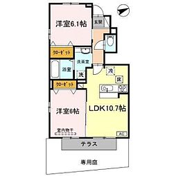 セピアパレス砂屋敷 2LDKの間取図画像