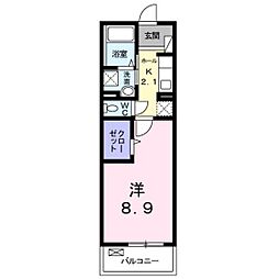 シャルム肥後2 1Kの間取図画像