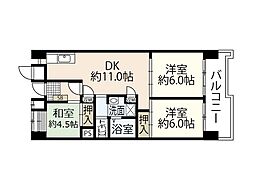 ビレッジハウス光南タワー 3LDKの間取図画像
