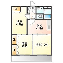 すずらん館A 3DKの間取図画像